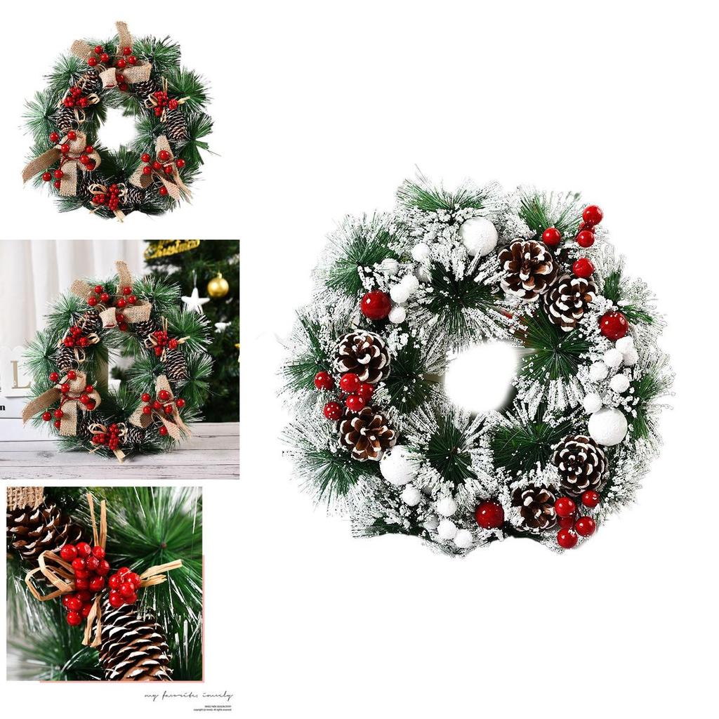 Stunning Wall Hanging Christmas Wreath With White Ornaments And Red Berries For Festive Decor