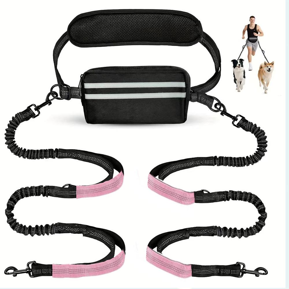 Outdoor Sports Pet Leash and Waist Pack with Lumbar Support, One-to-Two Pet Rope