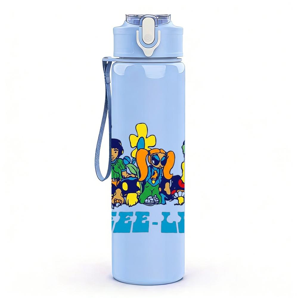 1PC Deep Purple Rock Band Group Cartoon Print 750ml Portable Sports Water Bottle Leakproof Gym Outdoor Travel Drink Cup
