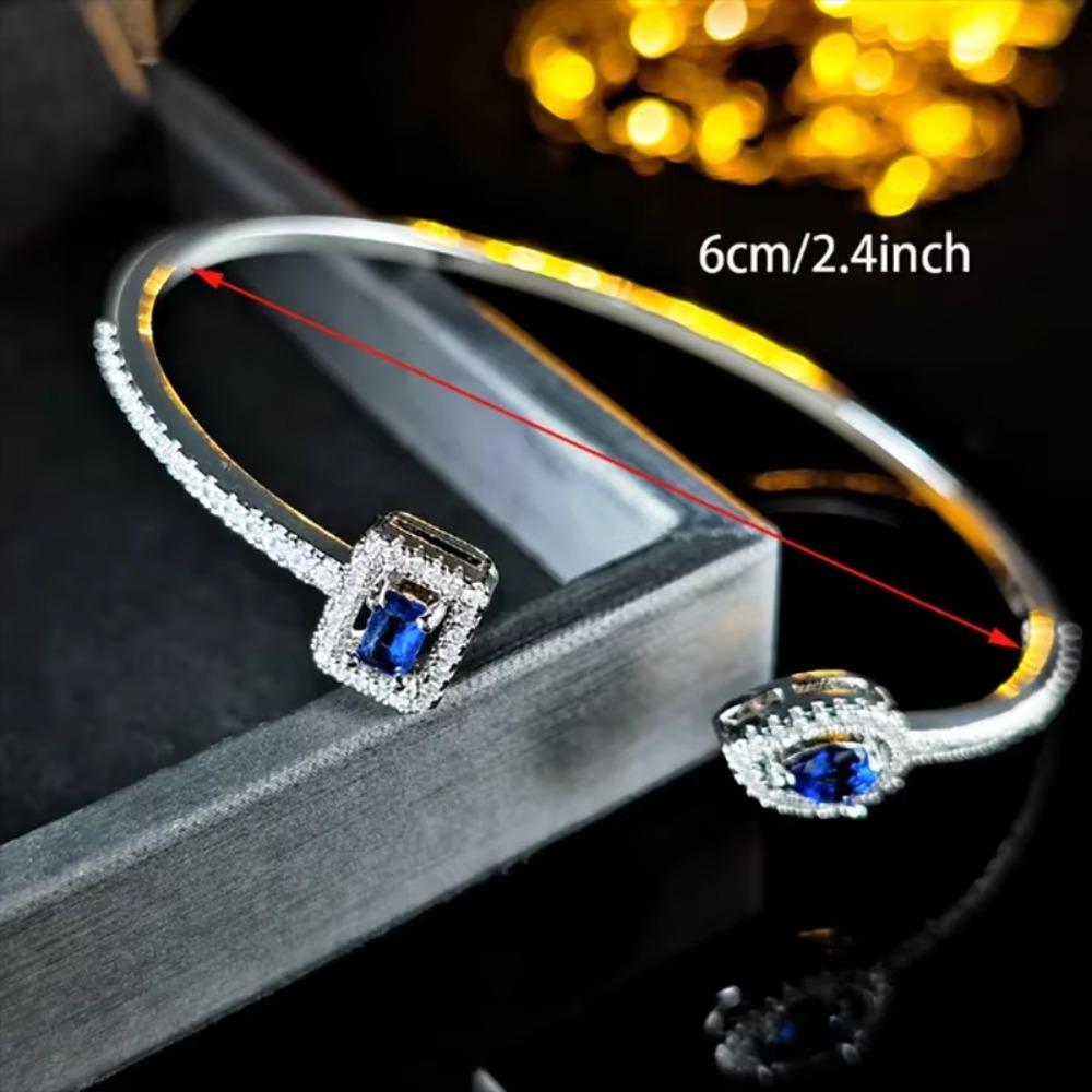 Waterproof Cubic Zirconia Cuff Bracelet Handmade Adjustable Open Bangle  Female Lady Girl