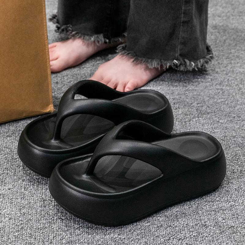 Non-slip Beach Flip Flops Women Summer Clip Toe Thick Bottom Cloud Slippers Woman  Soft Sole Platform Sandals Slides Female