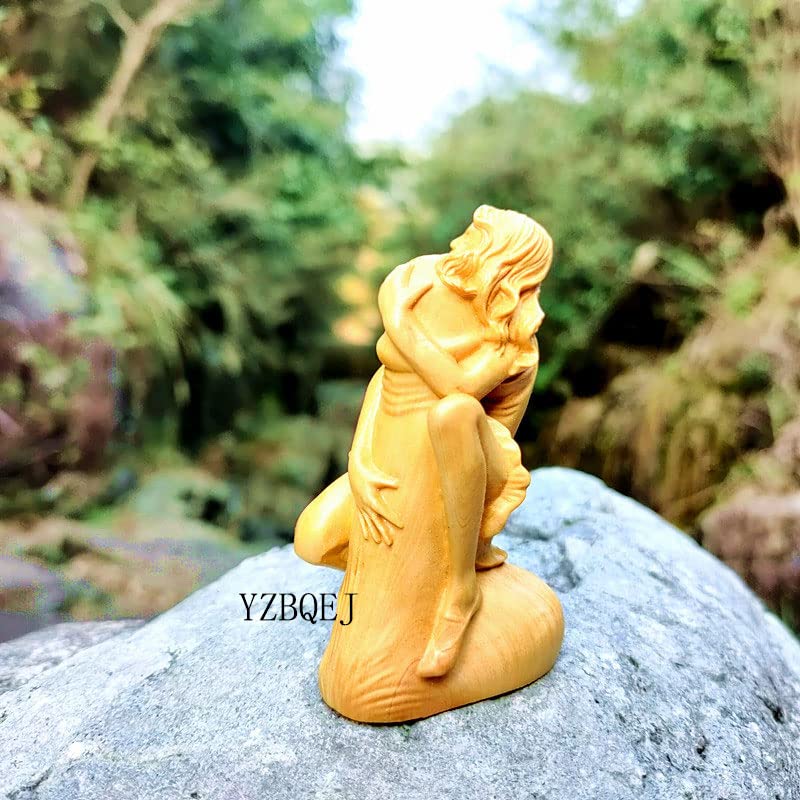 beautiful wood boxwood wood feng room living Asian miscellaneous gift Woman, girl, carving, sculpture, carving, ornament, interior, shui, decoration,