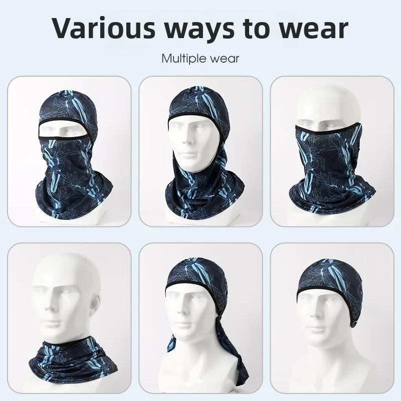 Summer Cool Balaclava Ice Silk Cycling Full Face Cap Sun Anti-UV Protection Sports Face Cover Headwear Bike Motorcycle Men's Hat