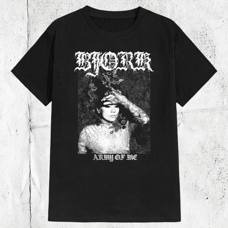 Retro Bjork Pop Singer Metal Style Tshirt Summer New Trendy Y2K Casual Fashion Tshirt S