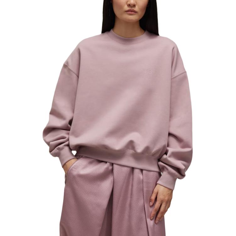 Y-3 Solid Color Round Neck Drop Shoulder Loose Long Sleeve Sweatshirt Women Sweatshirt Light-Purple JD9814