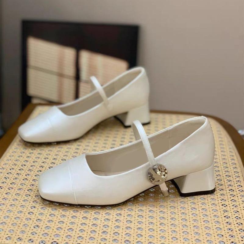 

2025 Spring New Women Mary Jane Shoes Fashion Square Toe Shallow Slip on Ladies Flat Shoes Soft Sole Outdoor Dress 35