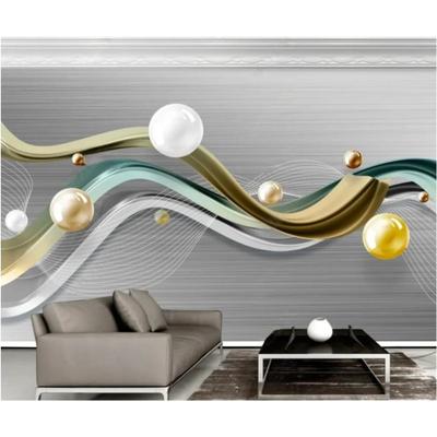 Moderne 3d Kreative Tapete Gestreiften Kreis Ball Wandbild Wohnzimmer Sofa Tv Hintergrund Großes Wandbild