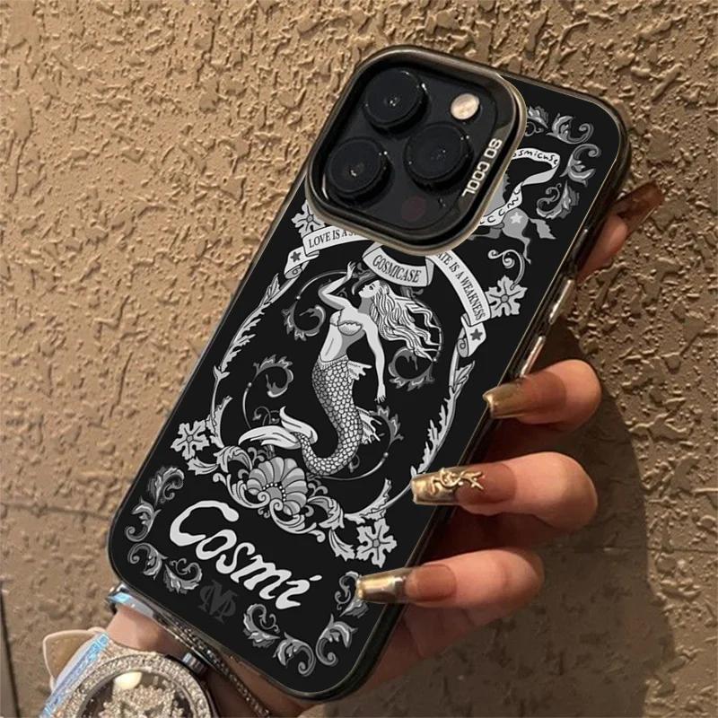 Retro European Cupid Mermaid Phone Case For  14 Cases Mi 13 12 11 Lite 13T 12T Poco M6 X6 X5 F5 Pro Laser Shockproof Cover