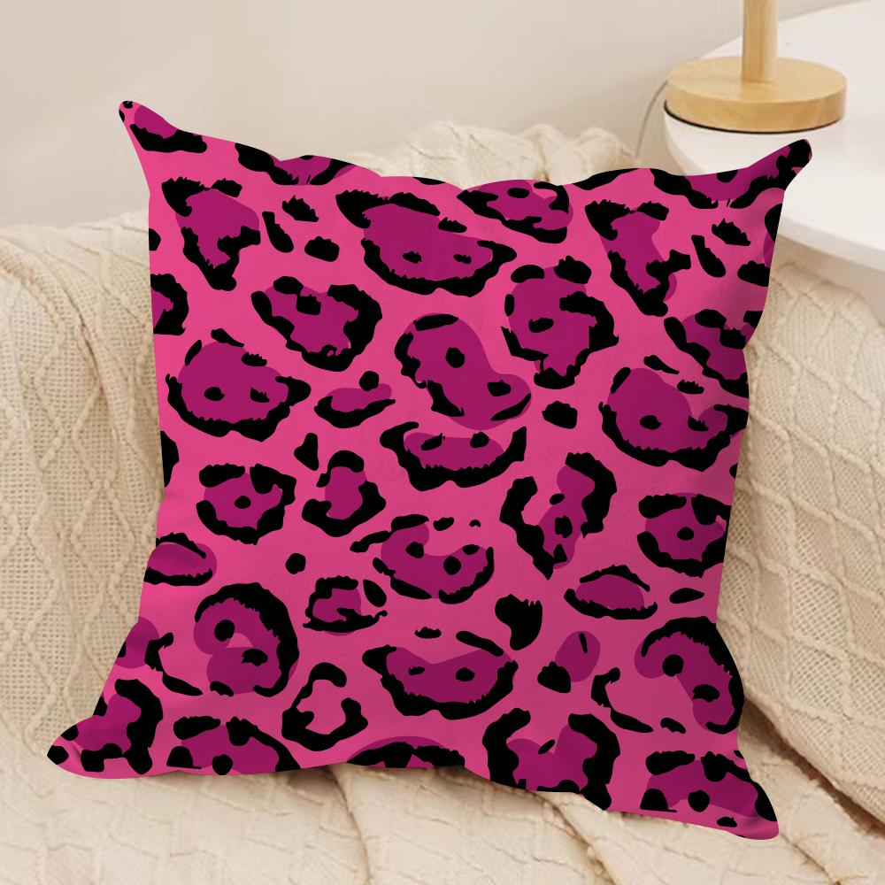 Leopard Print Texture Cushion Cover Soft Plush Fabric Double-Sided Printed Sofa Cushion Cover for All Seasons Home Decor Gift