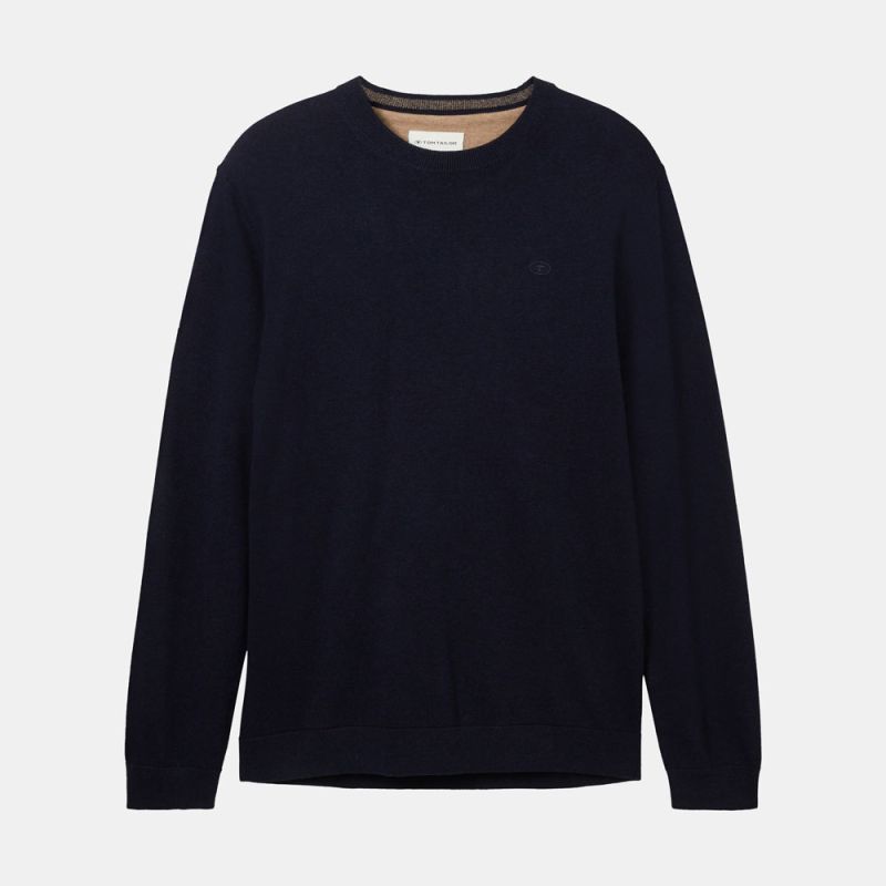 Pull turquoise blue melange 1039805055 Homme TOM TAILOR