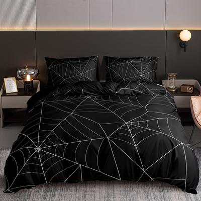 Duvet Cover Set 1*Duvet Cover + 2*Pillowcase Spider Web Digital Print Bedding Set, Soft Comfortable Duvet Cover For Bedroom