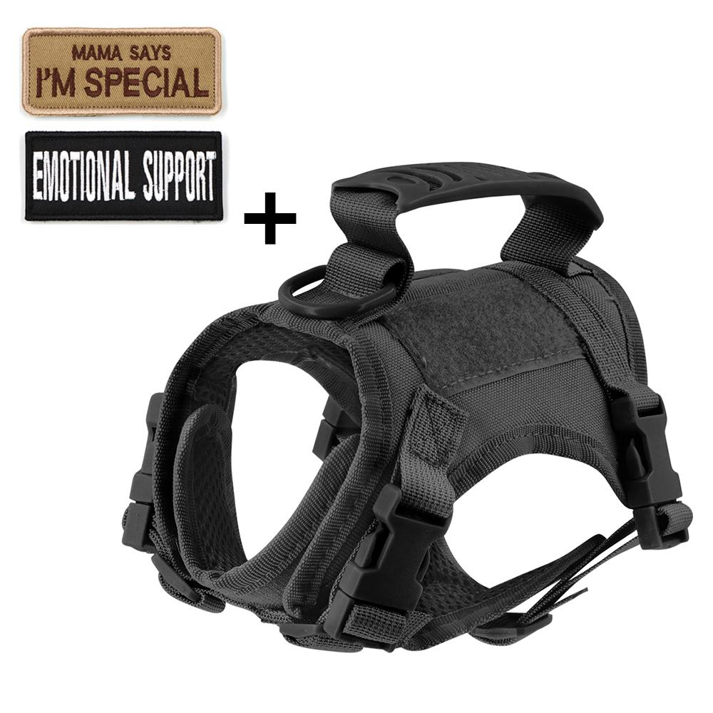 

Тактическая кошачья шлейка с 2 нашивками-наклейками для щенка, военная жилетка-шлейка для служебной работы, тренировок, аксессуары для маленьких собак чёрный