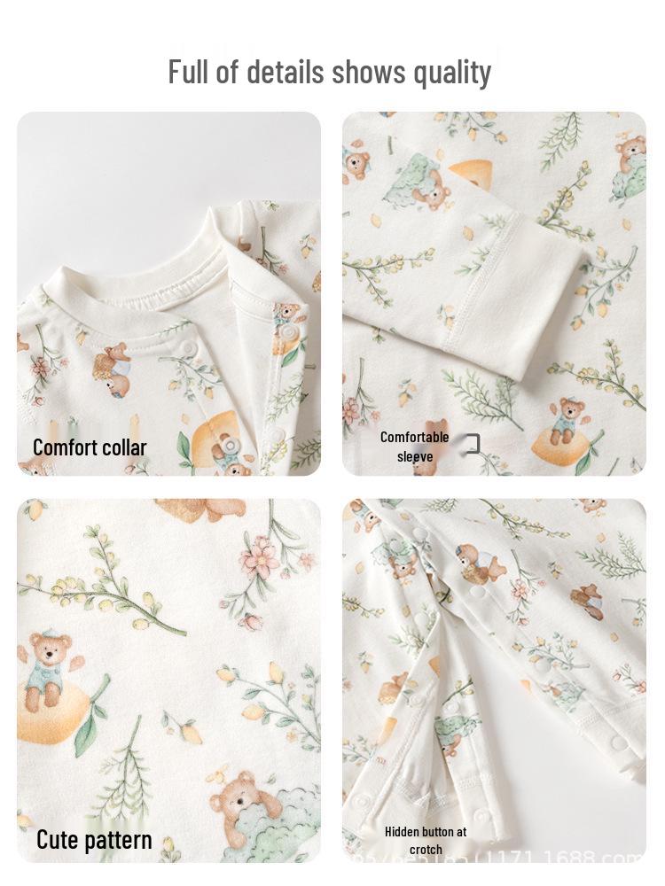 Autumn Pure Cotton Long Sleeve Baby Romper Cardigan for Boys and Girls 73 cm