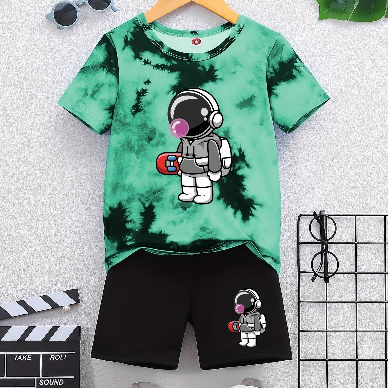 

Повсякденна футболка та шорти Astronaut Graphic Paint з коротким рукавом, зручний літній одяг для хлопчиків 160cm