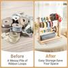 Good-4 Tiers Wooden Ribbon Rack Ribbon Spool Holder Storage Display Shelf Craft Ribbon Stand For Craft Room Ribbon Organizer