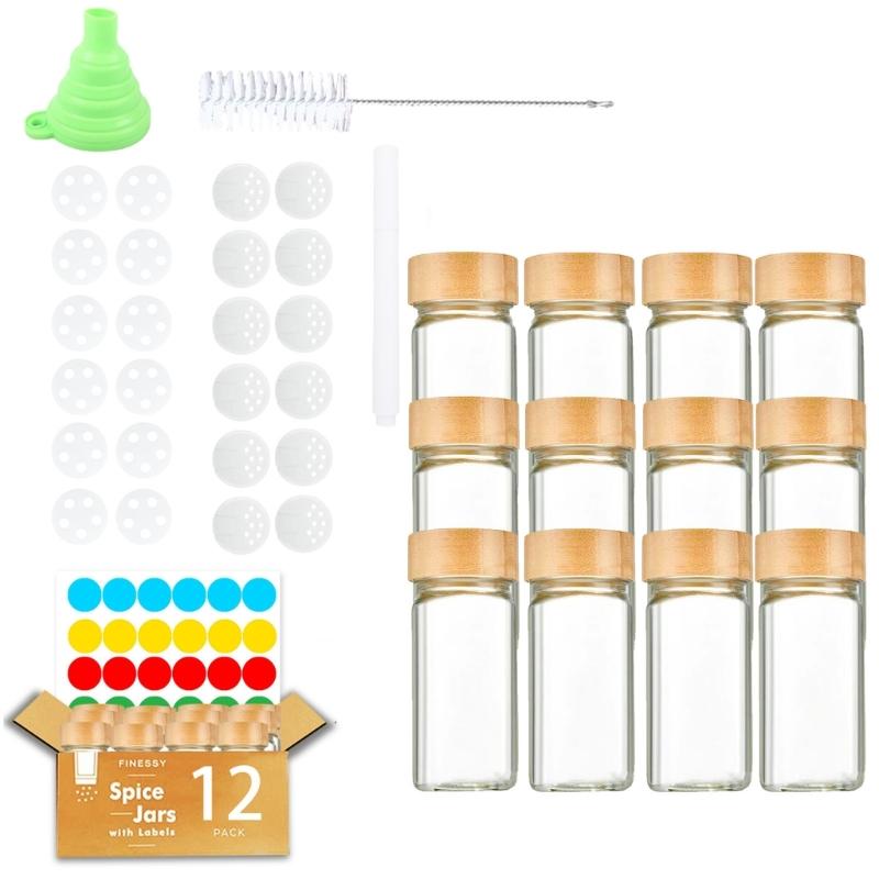 12 PCS Versatile Seasoning Jar Practical Glass Bottles Seasoning Containers Glass Bottle for Different Cooking Needs