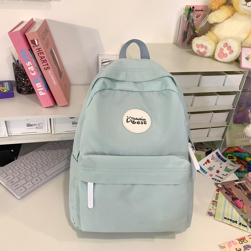 Women's Schoolbag Lightweight Backpack College Style High School Student Solid Color Backpack