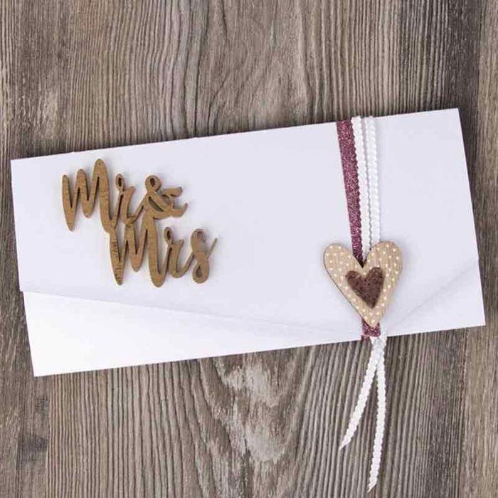 Mini - écriture bois "MretMrs",FSC MixCred, nature, 7x6,2x0,3cm, 4 pces