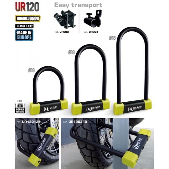 URBAN - Antivol Moto "U" Ø18Mm 120*310Mm - Homologué SRA & ART