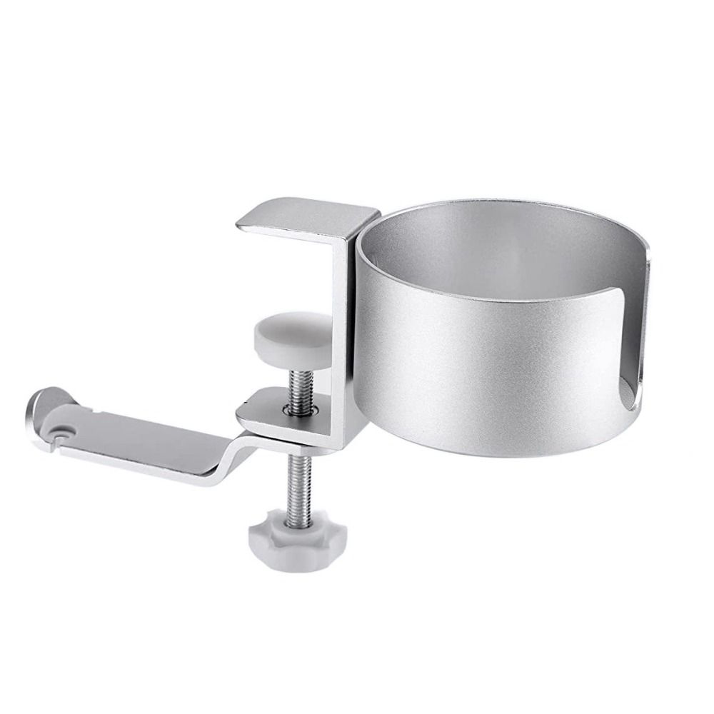 

Headphone Hanger 2 in 1 Desk Cup Holder Easy to Install Under Table Cup Stand Hook Office серебряный