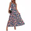 Elastic Waist Sleeveless V-Neck Print Dress - 2025 European & American Women's Fashion Bestseller