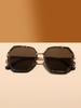 1Pc French Retro Octagonal Tortoiseshell Women's Sunglasses with High-End Metal Temples, Trendy, Vacation-Friendly, Uv Protectio