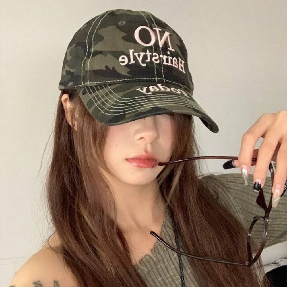 Adjustable Camouflage Baseball Cap Cotton Dad Hat Trendy Sunscreen Hats  for Men Women