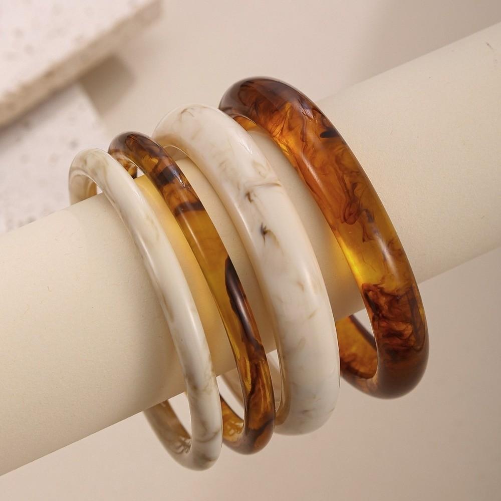 Stackable Round Bangle Muticolor Geometric Bracelets Vintage Resin Bracelets Lady Gifts