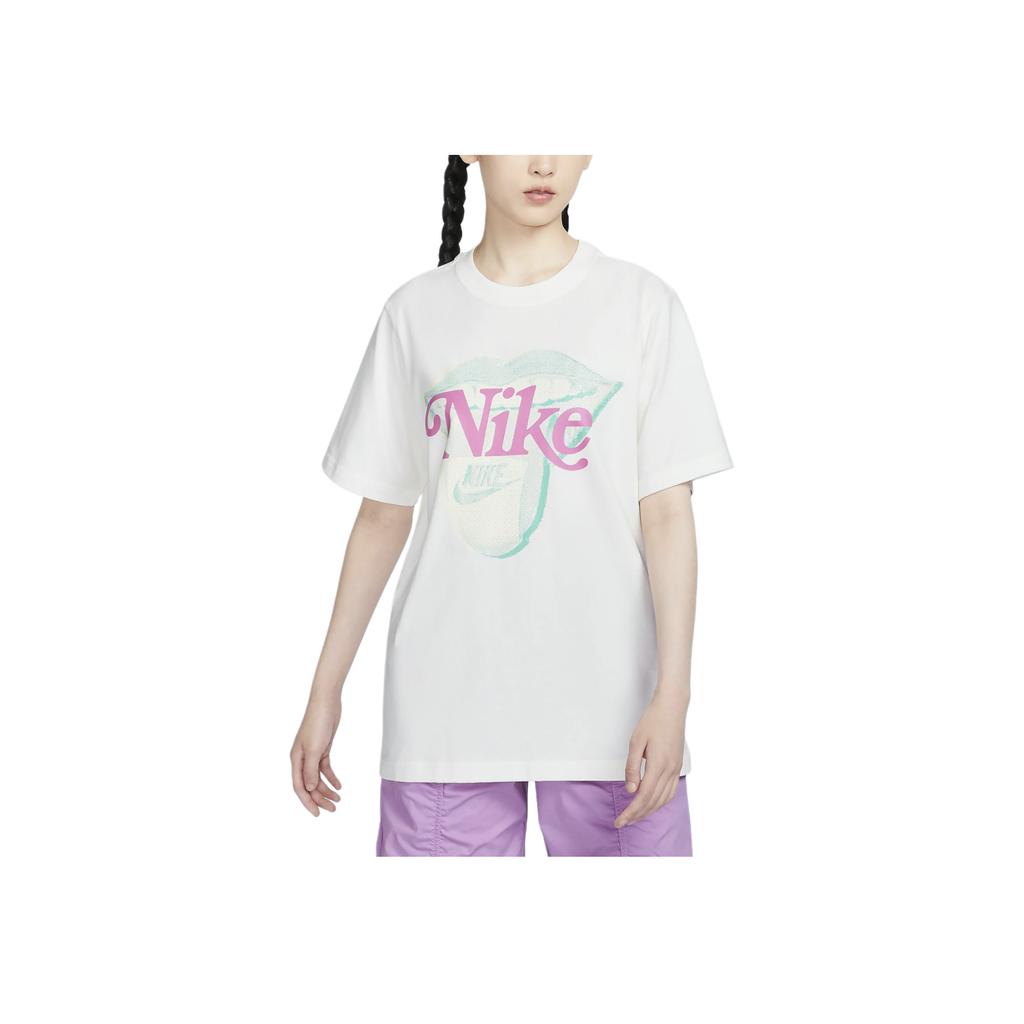 Nike Sportswear Essentials Graphic Print Comfortable Versatile Crew Neck Short Sleeve T-Shirt Women Tops Sail HM4594-133