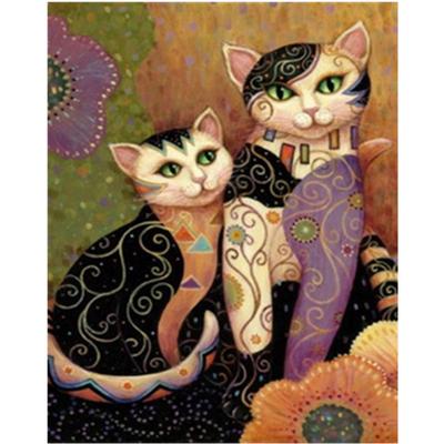 Tam 5D Diy Elmas Boyama Çift Kedi Nakış Çapraz Dikiş Ev Dekor El Yapımı Hediye