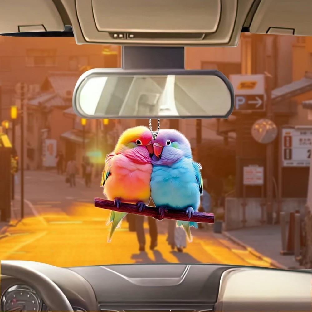 Niedlicher und realistischer bedruckter Papageienmuster-Acrylanhänger zur Dekoration Auto