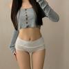 5PCS Extended Crotch Cute Sweet Cream Underwear for Women Mid High Waist Bow Triangle Pants
