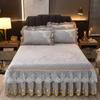 Winter Coral Fleece Zipper Removable Luxury Bedspread King Queen Thicken Velvet Quilted Bed Skirt Not Including Pillowcase