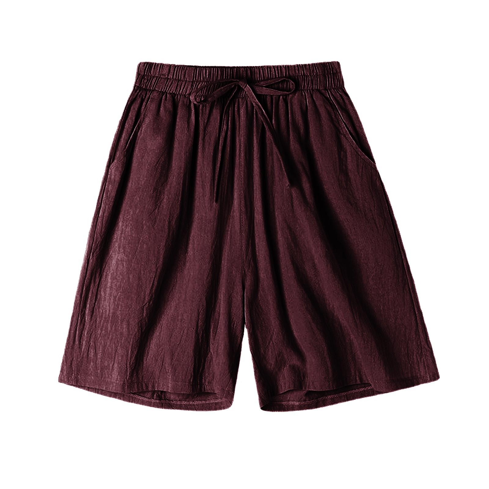 

Летние хлопковые льняные женские шорты, повседневные, с высокой талией, свободные шорты для девочек, мягкие, классные, женские шорты, дышащая, мягкая, домашняя одежда M кофейный