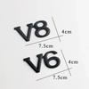 RE023D Metal V6 V8 Logo Car Front Hook Grille Emblem Badge Sticker Decals For Toyota Camry Land Cruiser Highlander Accessories