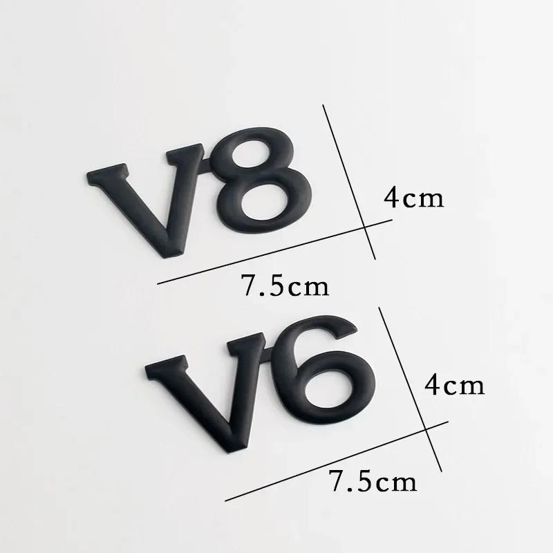 RE023D Metal V6 V8 Logo Car Front Hook Grille Emblem Badge Sticker Decals For Toyota Camry Land Cruiser Highlander Accessories