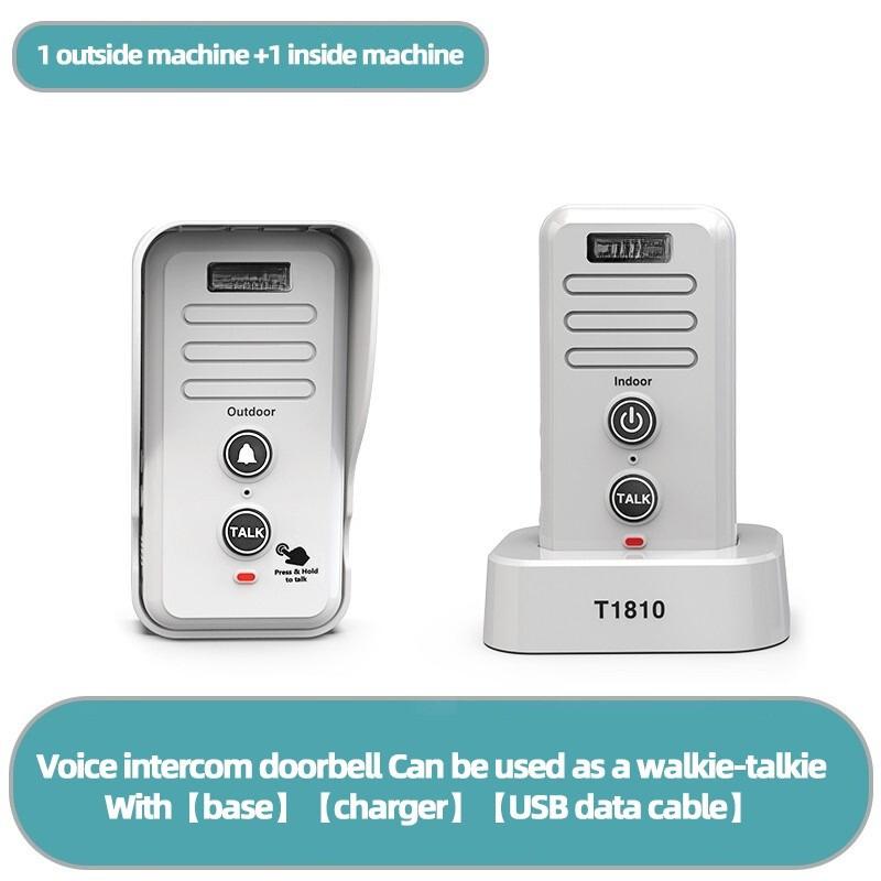 1-2 Mile Range 3 Volume Levels Rechargeable Voice Intercom Doorbell Wireless Doorbells Waterproof Electronic Intercom System