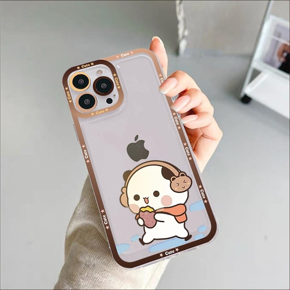 Bubududu Panda Phone Case For iPhone 11 12 13 14 Mini Pro Max XR X XS TPU Clear Case For 8 7 6 Plus SE 2020