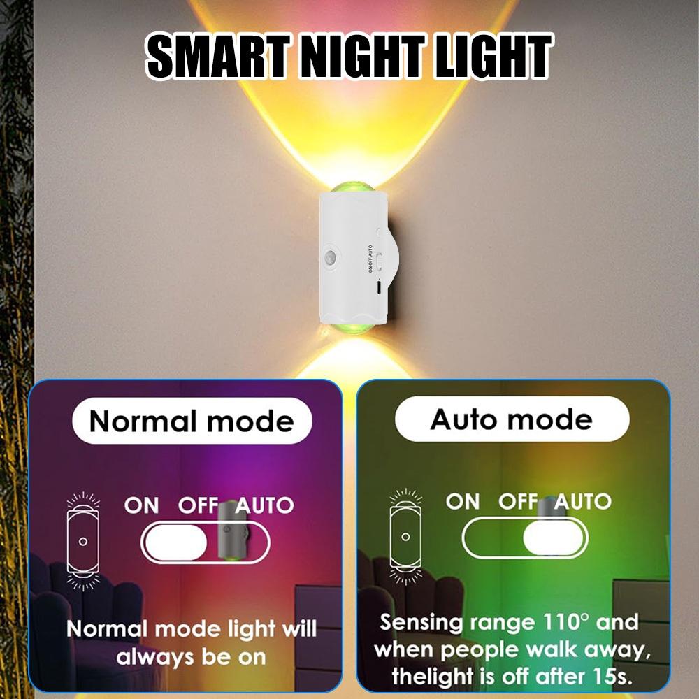 16-Farben Bewegungssensor Nachtlicht mit Fernbedienung LED Wandleuchte Wiederaufladbare Innenraum-Atmosphärenlampe Magnetisches Treppenlicht