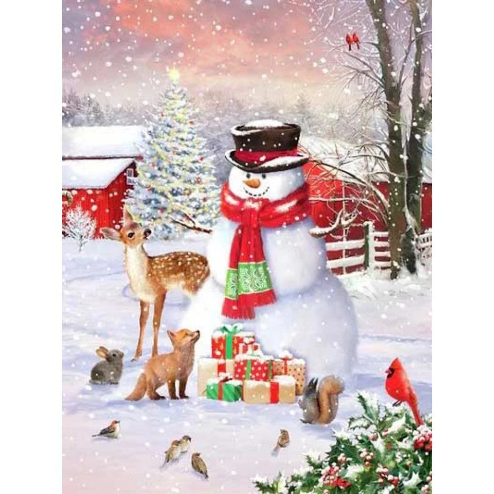 Elmas Boyama Sanatı Tam Matkap Kardan Adam Elmas Boyama El Yapımı Karlı Gün Diy Elmas Mozaik Resim Ev Dekorasyon Noel Hediyesi