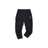 Side Pocket Woven Loose Work Casual Pants Men Pants Black F11M219801FBK