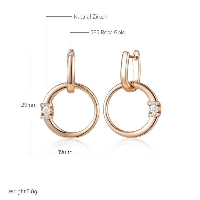 Fashion  Rose Gold Color Glossy Hollow Round Drop Earring For Women Unusual Shiny Natural Zircon Daily Fine Jewelry