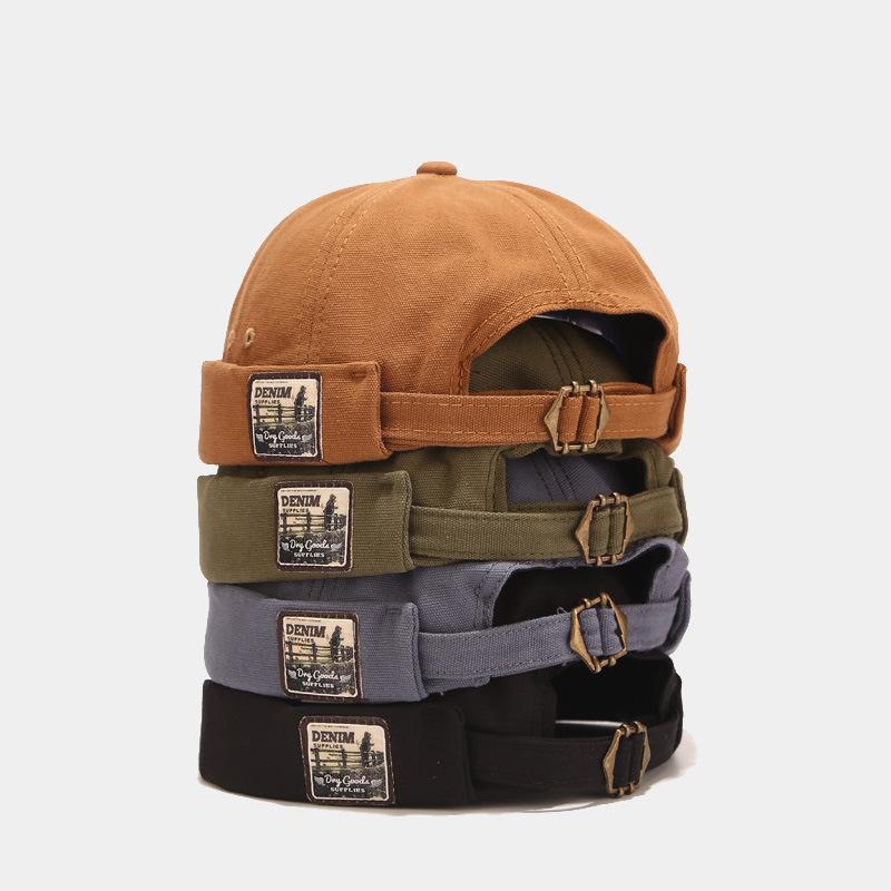 Ricygvm Dome Melon Cap Men Women Fashion Vintage Brimless Hat Hip Hop Landlord Hat Unisex Skullies Beanie Solid Color Docker Cap