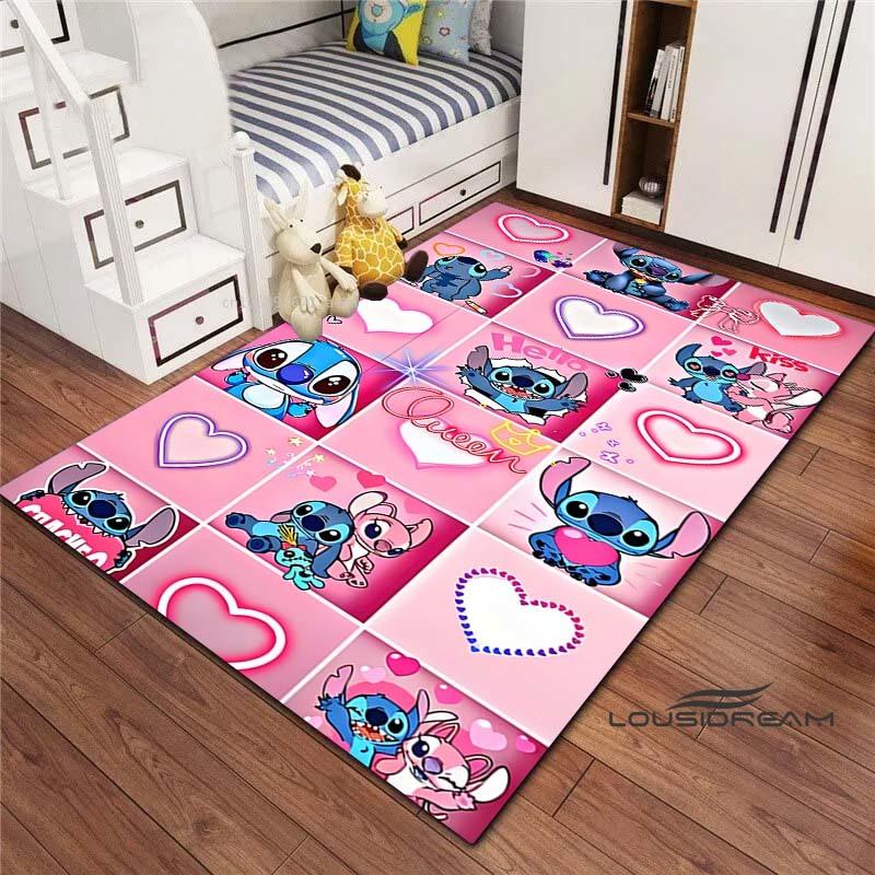 Tappeto Lilo & Stitch con Stampa Cartone Animato – Tappetino per Camera da Letto e Soggiorno / Tappeto Decorativo per Casa Antiscivolo di Grandi Dimensioni