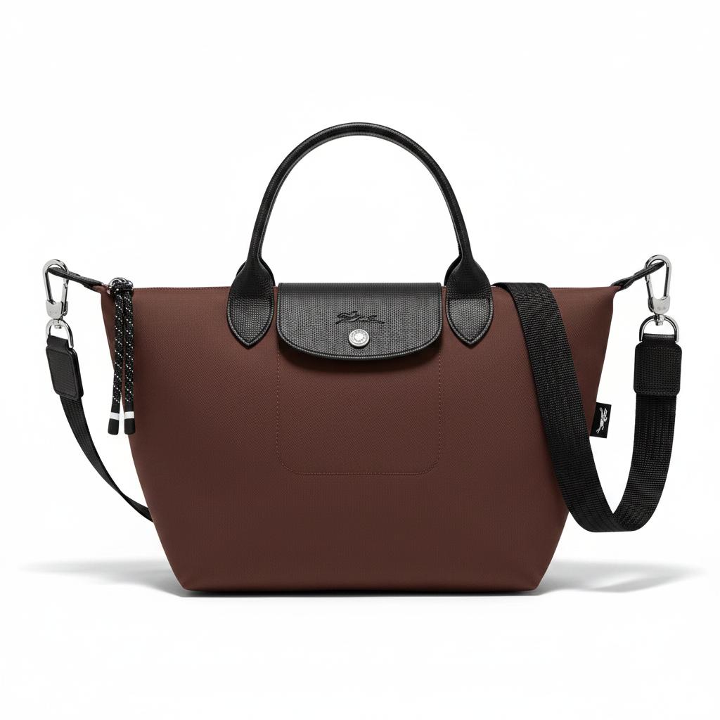 Longchamp Le Pliage Energy Bolsa de Ombro Transversal Tote com Logo Clássico em Lona de Nylon Pequena Bolsas Femininas Cacau 1512HSR742