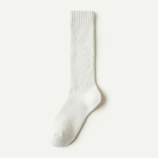 1 Pair Women Winter Socks Thickened Plush Knee Length Long-tube High Elasticity Wrapping Anti-slip Floor Socks Comfort Warmth Sleeping Stockings