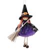 Halloween Witch Doll Decor with Broom Small Witch Figurine with Gauze Skirt Kitchen Hanging Witch Ornament for Room Door Window Halloween Decor