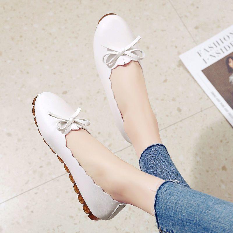 Women's Shallow Mouth Single Shoes Spring New Butterfly Bow Flat Bottom Anti Slip Comfortable Casual Soft Sole Shoes