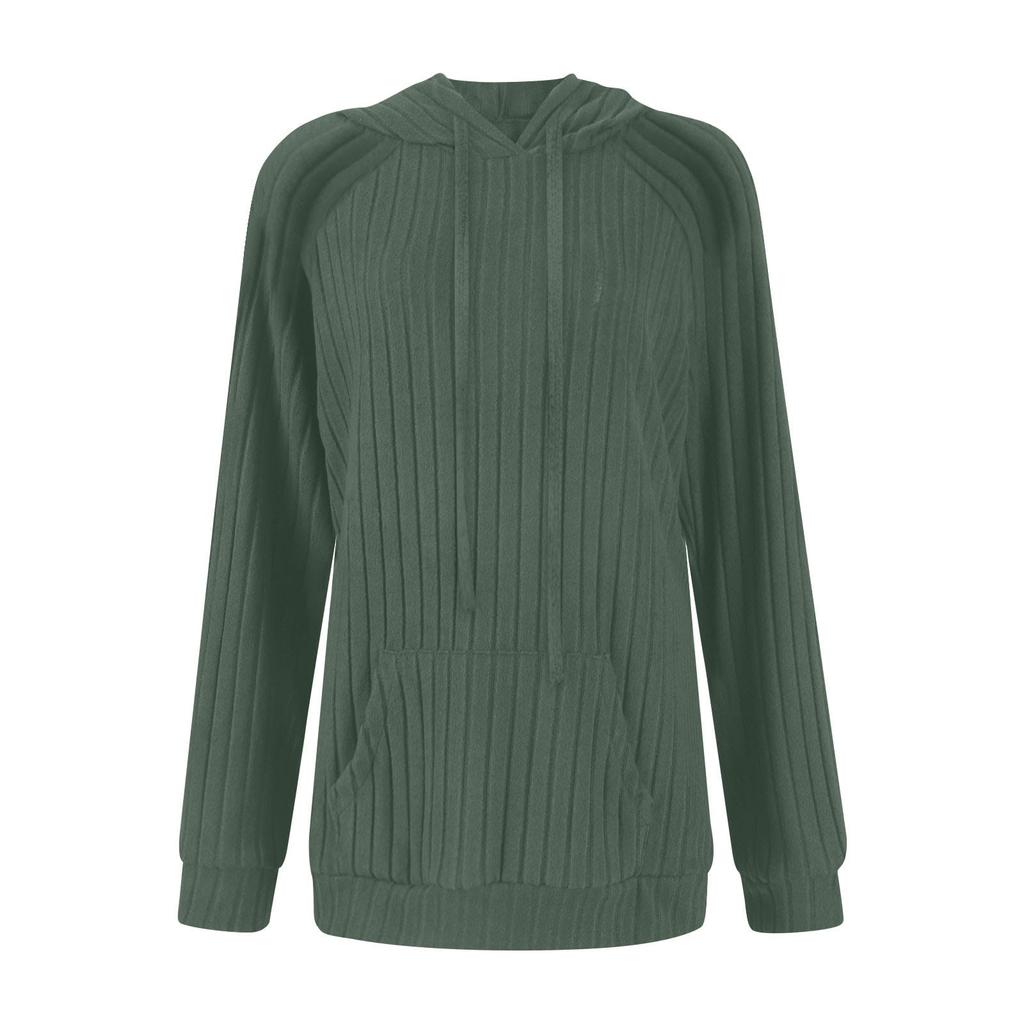 Damenmode Übergroßes Kapuzensweatshirt mit langen Ärmeln in Unifarbe