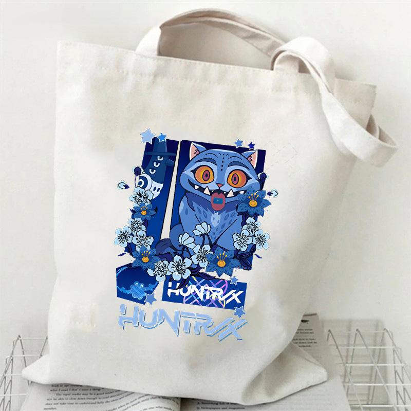 KPOP Dämonenjäger Tigerdruck Canvas Tasche Einzelner Schulterrucksack Student Tragbare Einkaufstasche